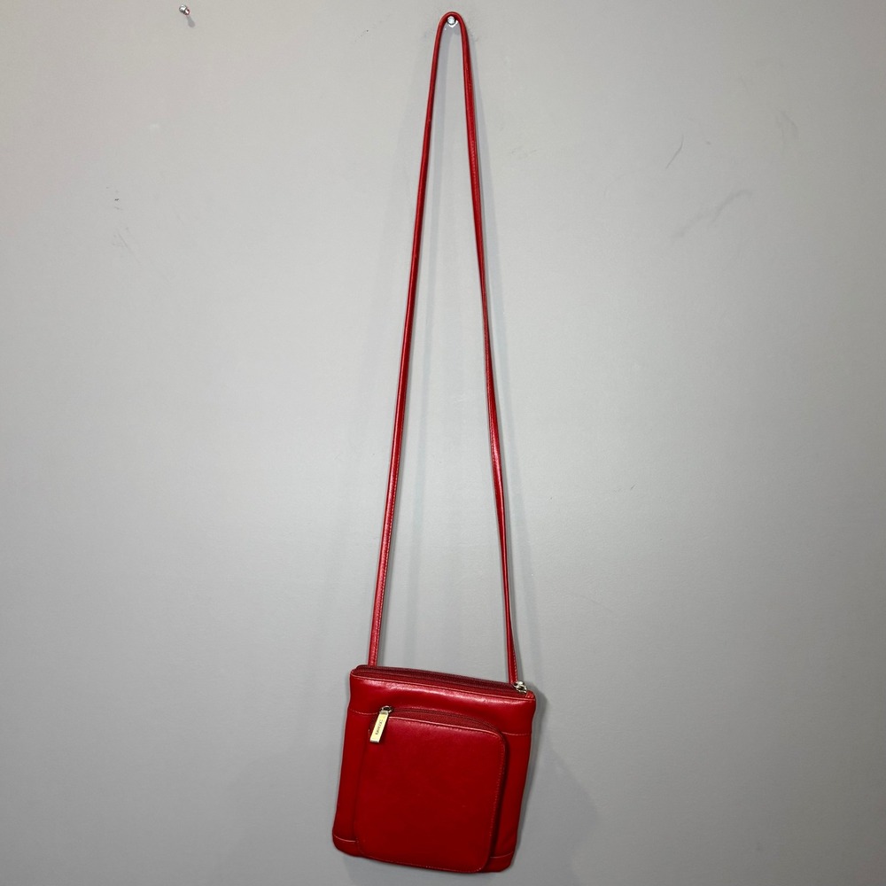 Vintage HOBO International Crossbody Wallet Purse Cherry‎ Red Leather Y2K Travel